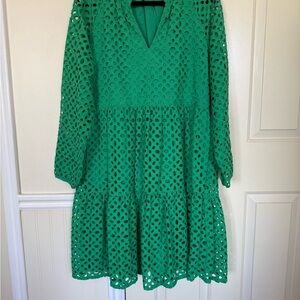 J. Crew Green Eyelet Dress